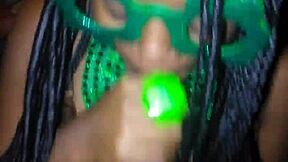 petite ebony teen gives sloppy deepthroat on monster bbc for st patty's