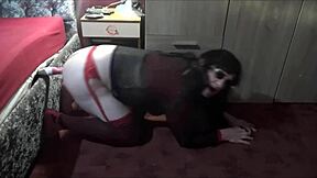 Crossdressing Mark Wright sucks cock clean after ass fuck to prove his bisexual love