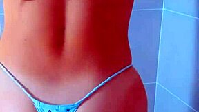 sensual latina teen showers with vibrator on shaved pussy solo