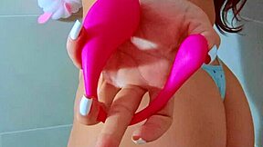 sensual latina teen showers with vibrator on shaved pussy solo