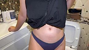 Merry Christmas new year's pissing clips show my hairy pussy wiped on toilet paper