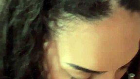 curly brunette flexible pov deepthroat cum on natural tits ass