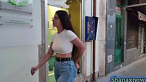 check out shanaxnow's smoking fetish flashing big ass in tight jeans outdoors