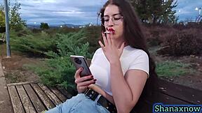 check out shanaxnow's smoking fetish flashing big ass in tight jeans outdoors
