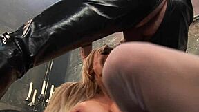 office floor smash time, wanna see him jizz all over her shaved tits?
