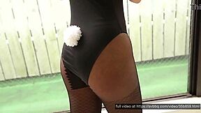 young cute japanese teen cosplays as rabbit girl