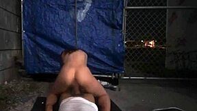 step dad punishes teen rough outdoor in public