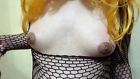 blonde sissy milks lactating puffy tits spanking with bbc dildo??