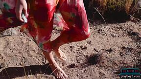 petite russian elina love strips outdoors ripping clothes for playboy centerfold