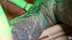 wanna see this tattooed dreadhead teen squirt from dildo play?