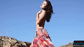 petite russian elina love strips outdoors ripping clothes for playboy centerfold