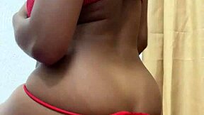 brazilian ebony teen dances in see-through lingerie prepping fuck