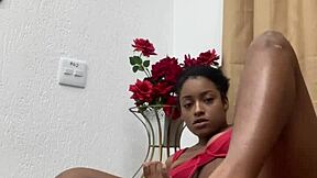 brazilian ebony teen dances in see-through lingerie prepping fuck