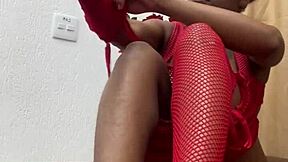 brazilian ebony teen dances in see-through lingerie prepping fuck