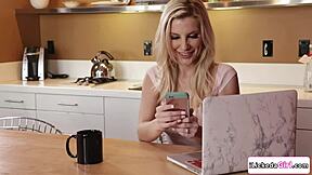 Blonde Wife Ass Fucks & Licks Big Tits Lesbian Neighbor