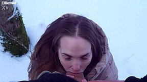 innocent winter forest walk turns into neighbor's pussy-stretching creampie