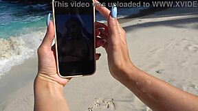 damn this hot brunette stranger gives the sloppiest beach deepthroat ever