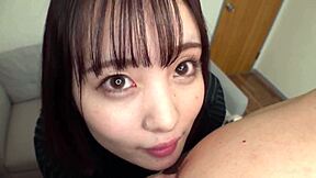 amateur japanese babe gives pov handjob and blowjob part 2