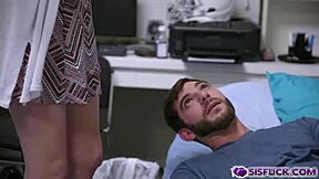 Nina Skye deepthroats Logan Long's monster cock doggystyle