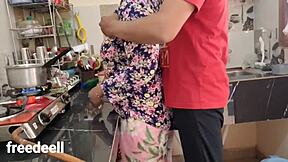 stepmom sneaks me into kitchen for fun while stepdad sleeps nearby