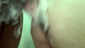 moms away so stepdad sneaks into bathroom for bubble butt interracial pounding