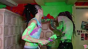 wanna see this tattooed dreadhead teen squirt from dildo play?