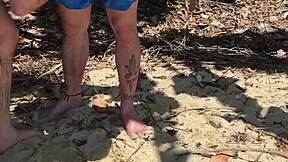 threesome beach fuck brazilian babe bikini off huge cock creampie