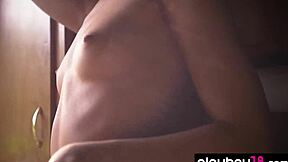 skinny latina sarah mollica flashes small tits before steamy shower tease