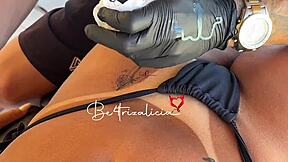 he paid for her tattoo with his skinny latina friend's tight pussy