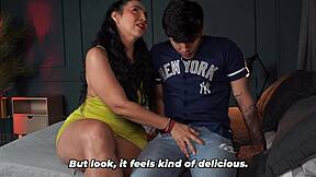 Inexperienced stepson schooled by big ass stepmother!