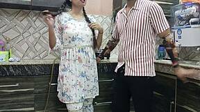 Desi Jija Punishes Tight Sali Pussy in Kitchen with Dirty Hindi Talk and Hardcore Thrusts