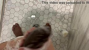 stepsister sneaks into stepbro shower for handjob fun?