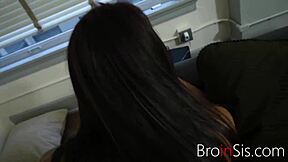 Brunette teen step sister gina valentina rides her step brother hard