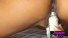 Horny asian big tits teen poses passionately then masturbates perfectly