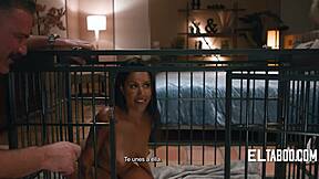 Caging Turns Innocent European Girl into Wild FFM Sex Beast with Spanish Subtitles