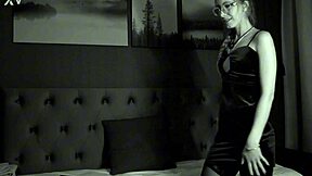 she dances sexy in black and white dress showing curvy ass and big pussy lips