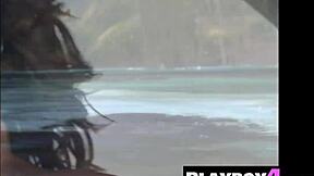 gorgeous petite model brittny ward poses nude in red lingerie outdoor tease