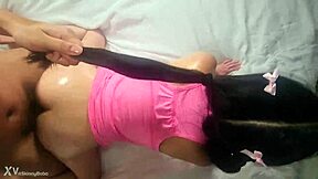 hey teacher, my parents pay you to teach english... but you're roughly fucking my oiled pigtail pussy doggystyle!