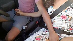 Hot college latina milf jerks monster cock in taxi to pay fare