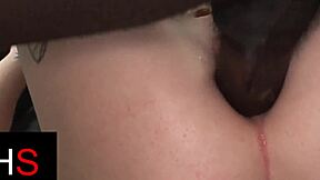 gorgeous blonde pounded in ass by huge african cock interracial creampie 😈🍑💦