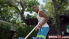 blonde cougar milf rides young pool cleaner's bbc hard