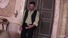 boss n friend trick blonde maid into anal dp mmf titty fuck