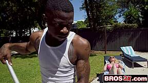 blonde cougar milf rides young pool cleaner's bbc hard