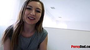 kinky teen drains daddy's monster cock rough orgasm jizz load