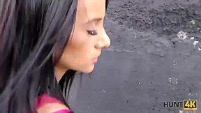 Czech teen pickup bent over public bridge for cash doggystyle