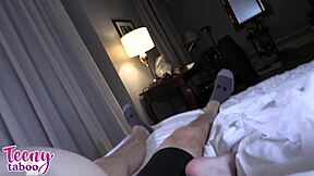 Michelle Anthony's young shaved pussy takes daddy's cum after wet riding foreplay 😍💦
