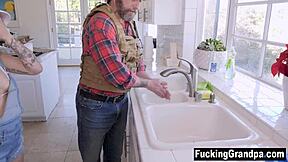step grandad makes step granddaughter suck cock in fucked up family play