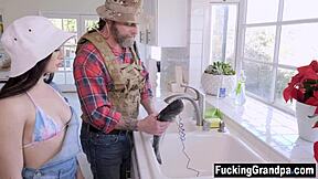 step grandad makes step granddaughter suck cock in fucked up family play