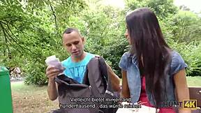 Czech teen pickup bent over public bridge for cash doggystyle