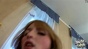 Cute Blonde Uniform Slut Gapes Anal Deep Plaid Skirt